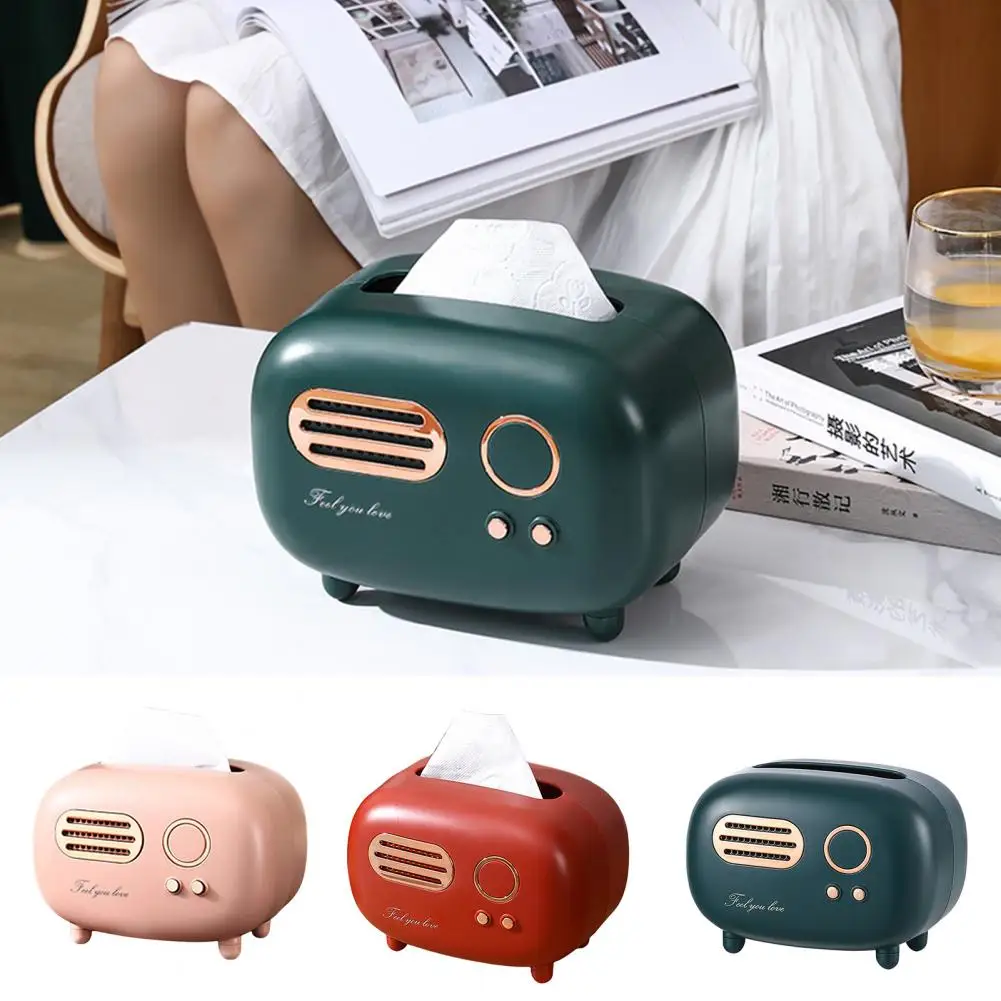 Retro Radio Model Tissue Box Desktop Paper Holder Vintage Dispenser Storage Portatovaglioli Organizer Ornament Craft Multifunzione