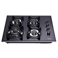 24" Dual Fuel 4 Burners Gas Cooktop Tempered Glass Drop-in Gas Hob Cast Iron Support 3-Year Guarantee 110V AC Ignition Natural 1