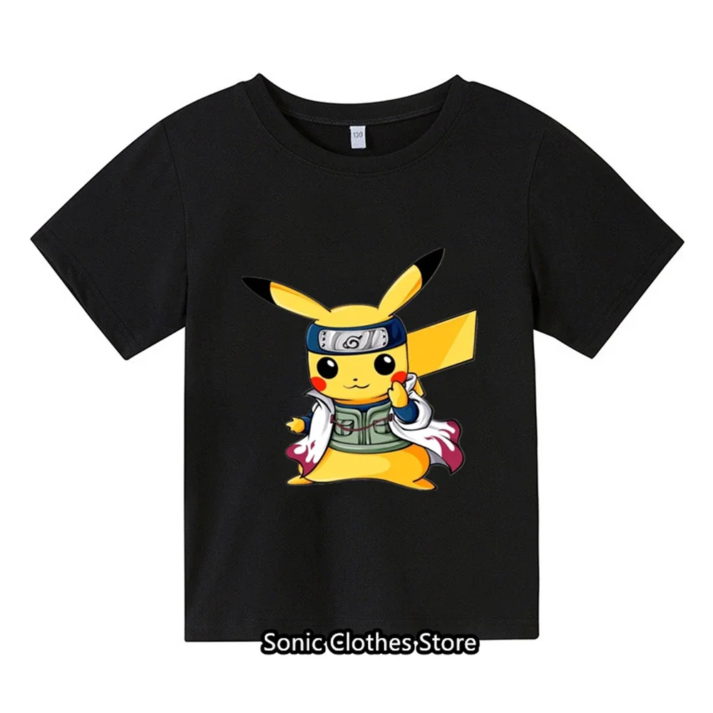 

2024 Fashion Boys and Girls T-shirt Short Sleeve Top Merry Christmas Casual Wear 3T-14T Kids Pokemon Pikachu T-Shirt Boys Tops