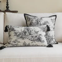 Housse de coussin de luxe légère, taie d'oreiller lombaire avec bordure noire, pour maison, hôtel, lit, salon, vacances françaises du sud 2