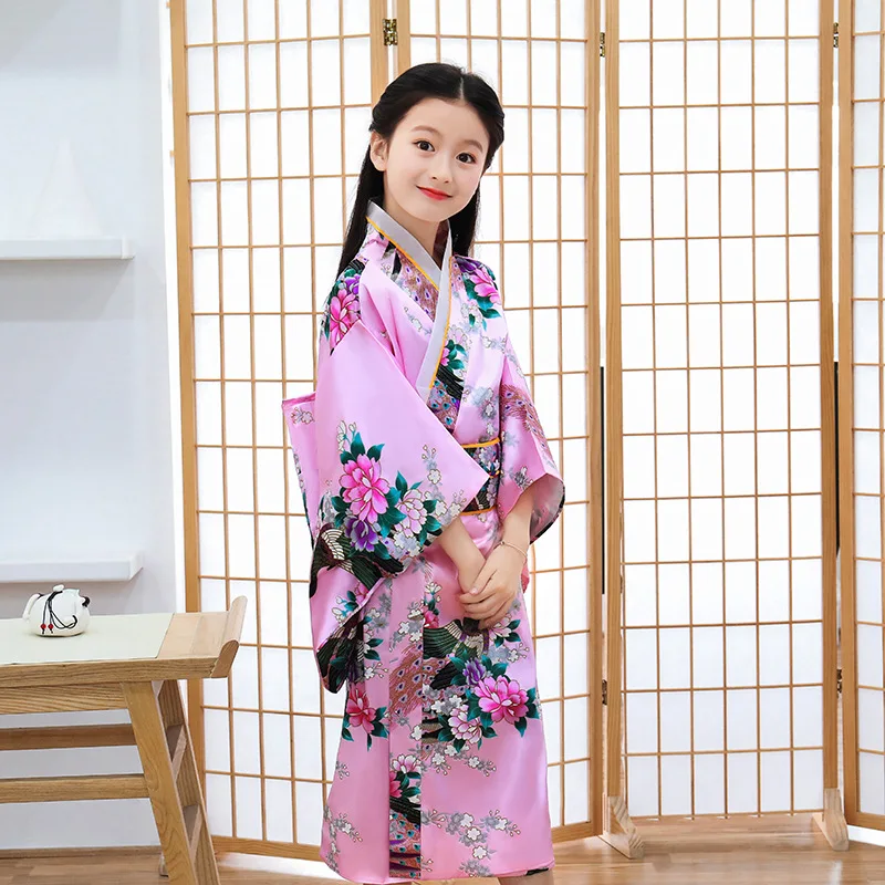 Girls kimono gown yukata cosplay performance clothing japanese kimono