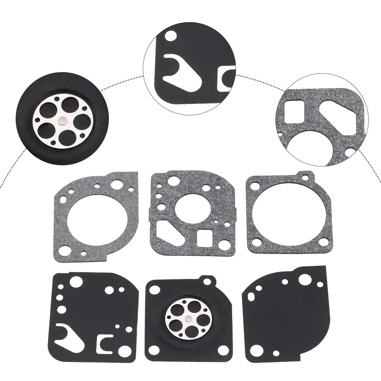 

6PCS Carburettor Diaphragm Gasket Kit For GND-49 Fits For PLT3043YE PBC3046YB Garden Power Tools Parts Accessories
