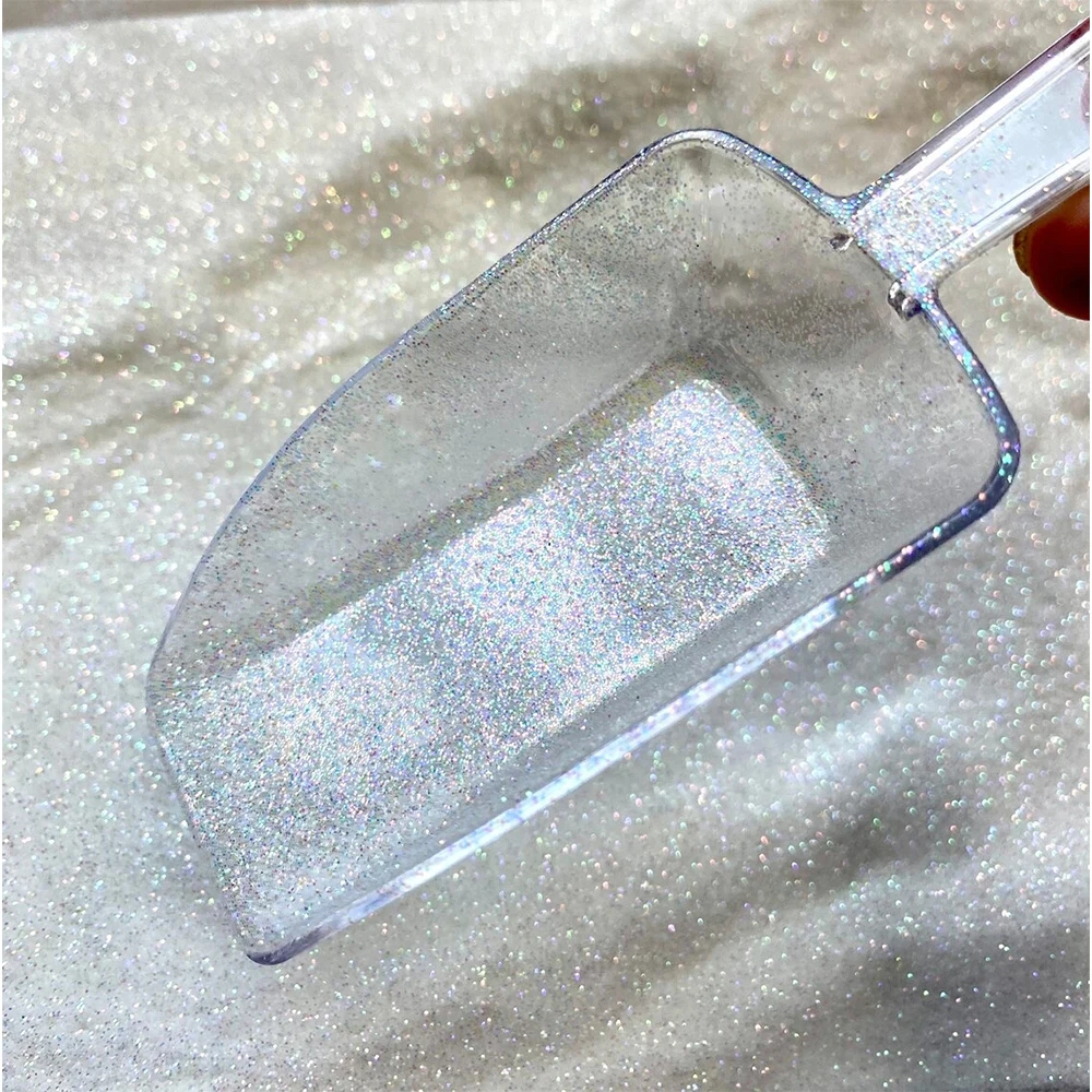 White Iridescent Ultra Fine Nail Art Glitter Dust Holographic Shining Sugar Powder UV Gel Polish Chrome Pigments 10g/Pack
