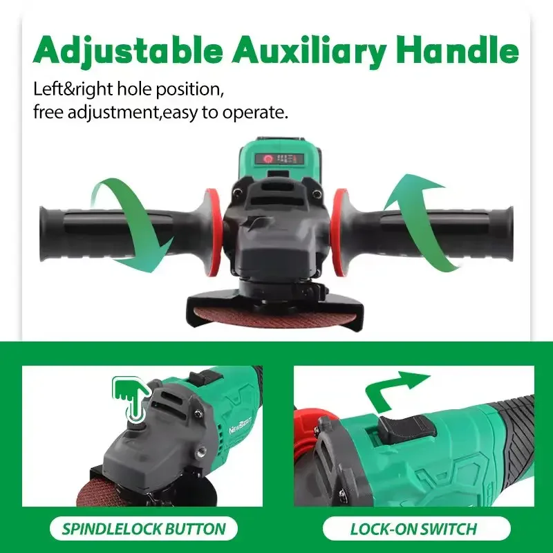 Newbeat Cordless Angle Grinder 21v Cut Type Stone and Metal Max Angel Charger DIY Duty OEM Customized Hot Power Tools Set 4