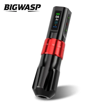 Pistola per tatuaggi BIGWASP Macchina per tatuaggi Motore coreless professionale Penna per batteria 1800mAh Penna per tatuaggio con display OLED regolabile a 6 tempi
