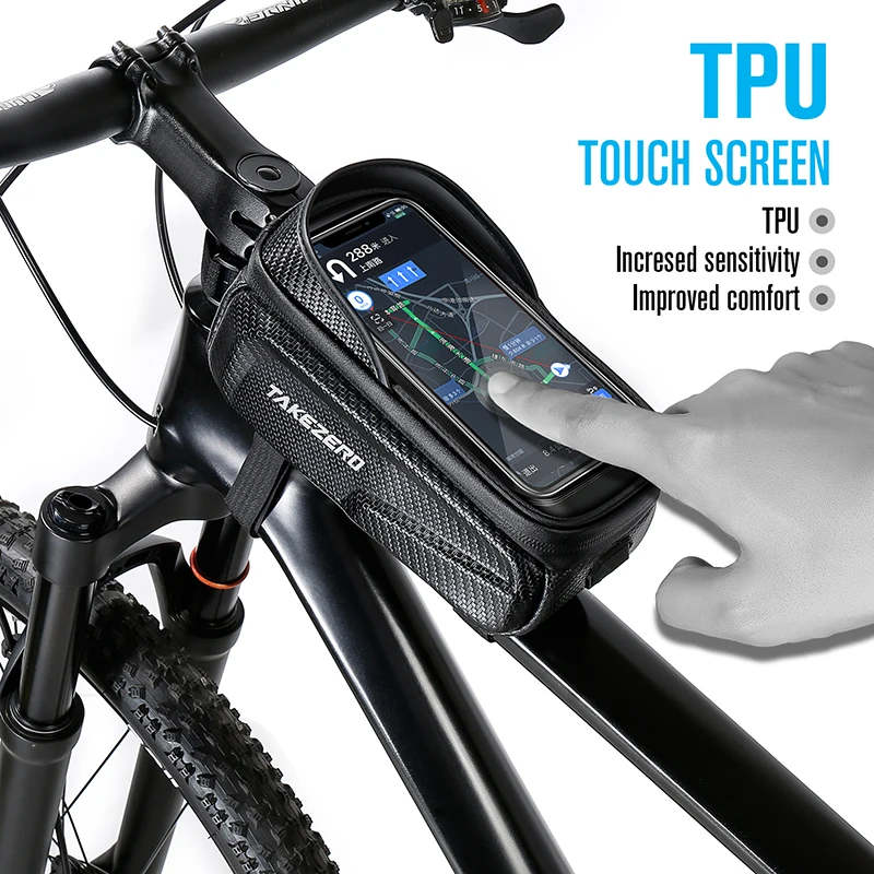 スマホ操作も可能 自転車用フレームバッグ 防水性で 自転車 トップチューブバッグ フレームバッグ スマホホルダー