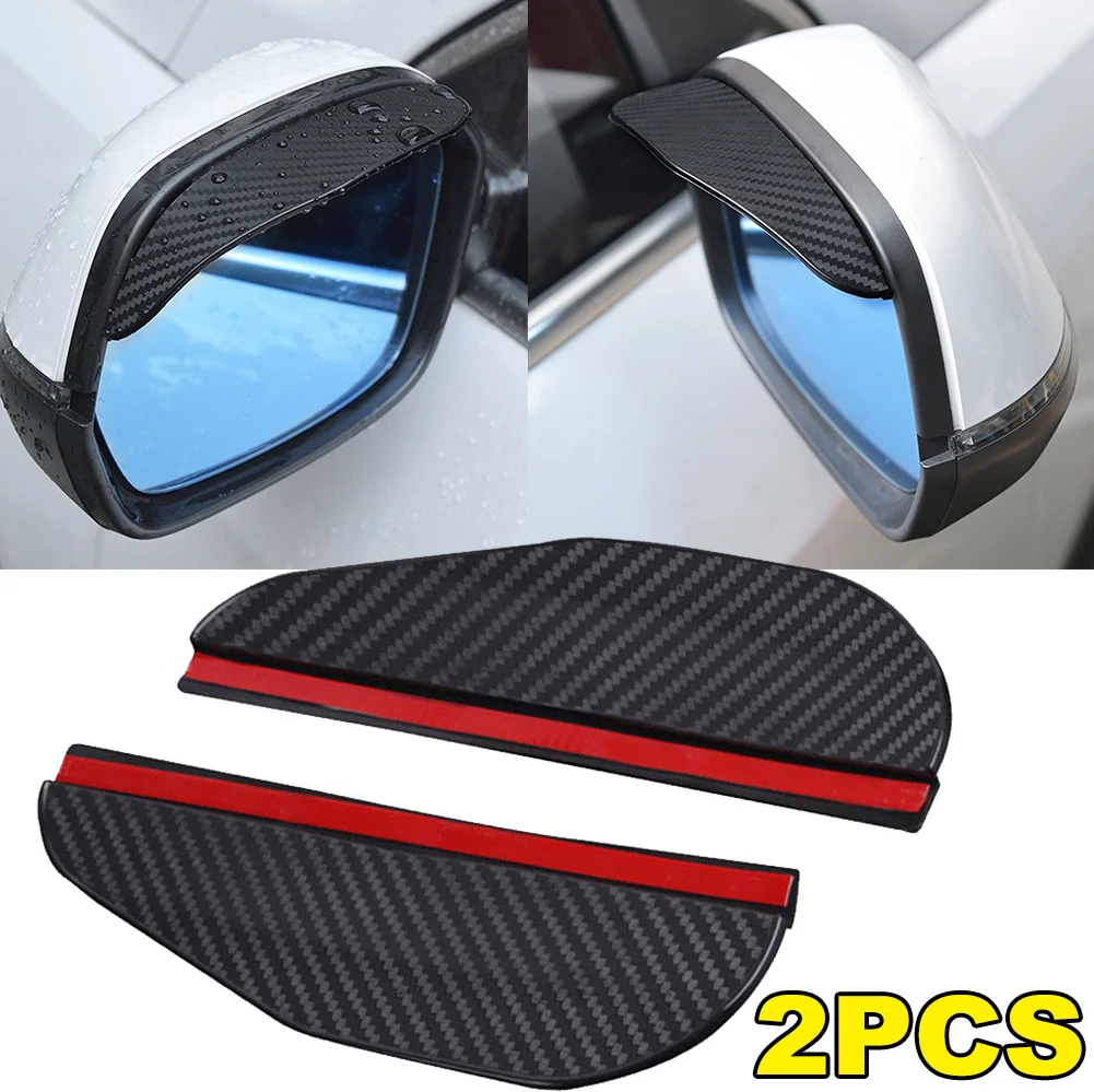 2Pcs Car Rearview Mirror Rain Eyebrow Rain Shield Snow Guard Sun Visor Auto Rear View Shade Protector Rainproof Blades Sticker