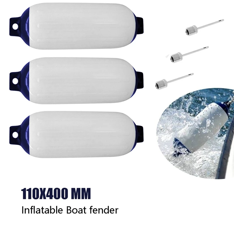 3PCS Inflatable Boat Fender PVC Boat Anchor Bumper Marine Fender for Boat, Sailboat, Cuddy Etc (4.5X16 Inch)