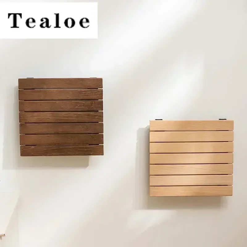 Folding Chair Wall Mounted Invisible Shoe Changing Stool Solid Wood Wall Seat Fold Away Stool Suitable For Various Occasions