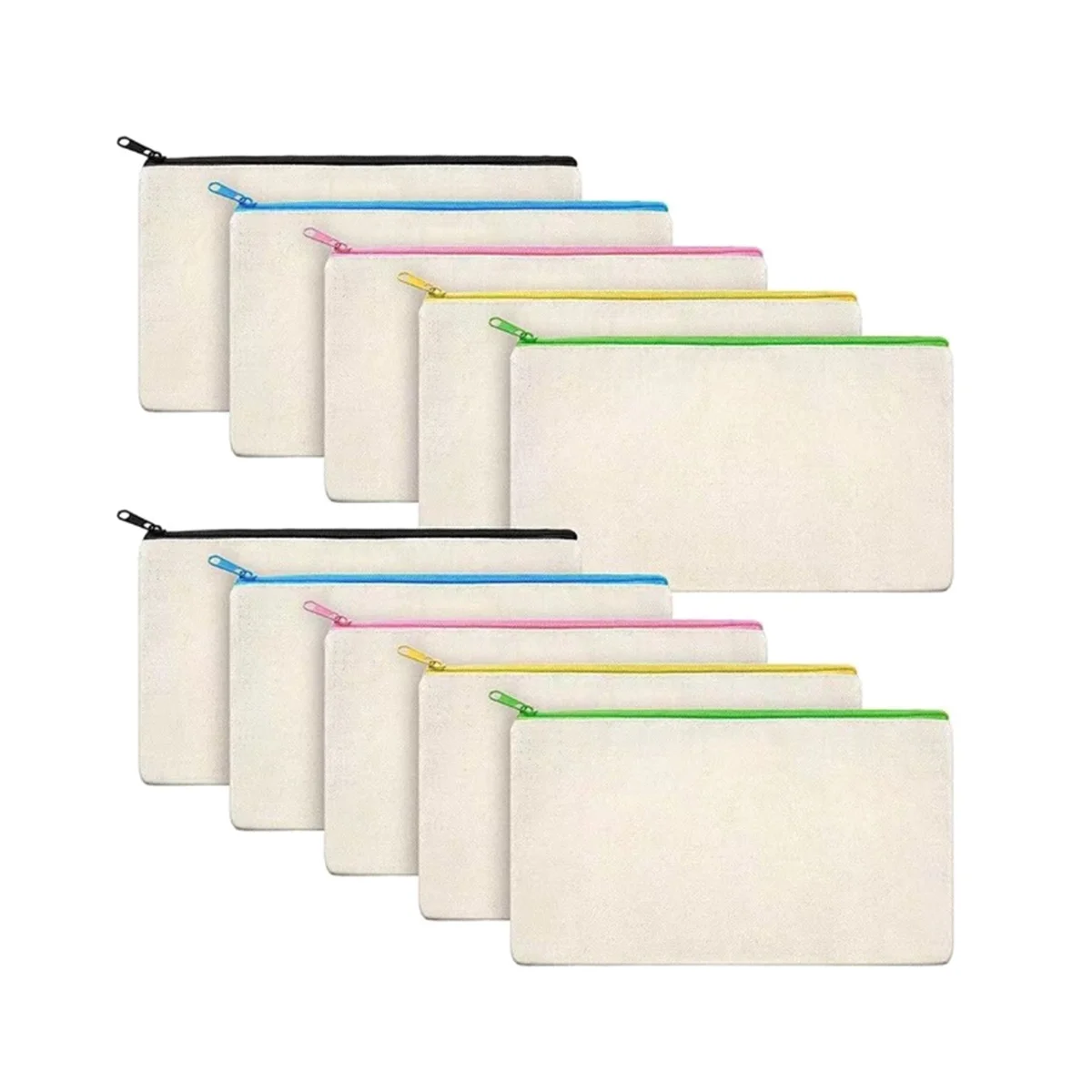 

10Pcs Blank Canvas Zipper Pouch for DIY Craft,Makeup Bags/Small Pencil Pouch with Color Zipper Multi-Purpose Travel Bags