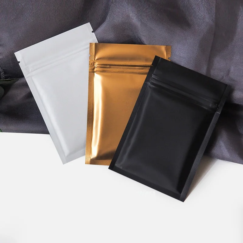 Matte Glossy Gold Aluminum Foil Open Top Packaging Bags Vacuum Heat Seal  Mylar Flat Storage Pouch