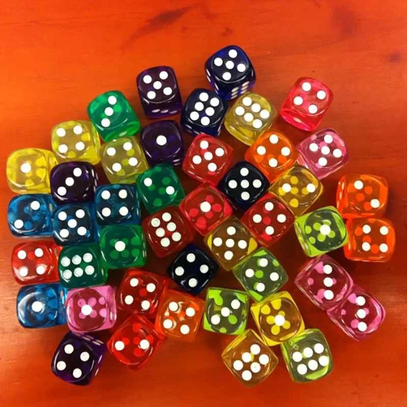 10PCS/Lot Colorful Transparent Acrylic 6 Sided Dice Club/Party/Family Games game dice dice set acrylic dice