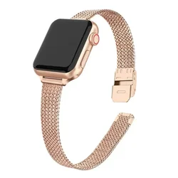 Elegant Stainless Steel Milanese Strap for Smartwatch - Ultra Durability and Style (Rose Gold)