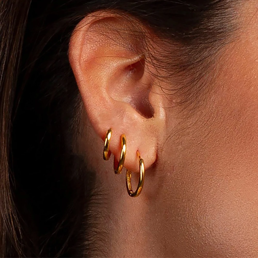 2 stücke Edelstahl Kleine Gold Silber Farbe Hoop Ohrringe Für Frauen Männlich Tragus Knorpel Ohr Knochen Piercing Schmuck Pendientes – Detail 13