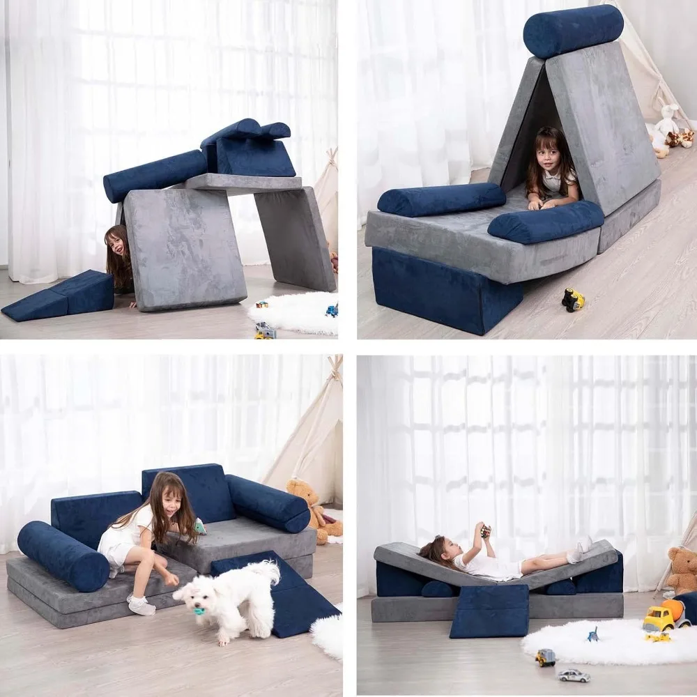 Play Couch Sofa for Kids 10PCS Sectional Sofa Playroom Imaginative Furniture for Creative Kids Girls and Boys Bedroom 2