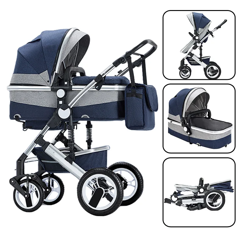 2-in-1 baby stroller that can sit or lie down, with bi-directional push, shock-absorbing folding,high landscape newborn stroller 1