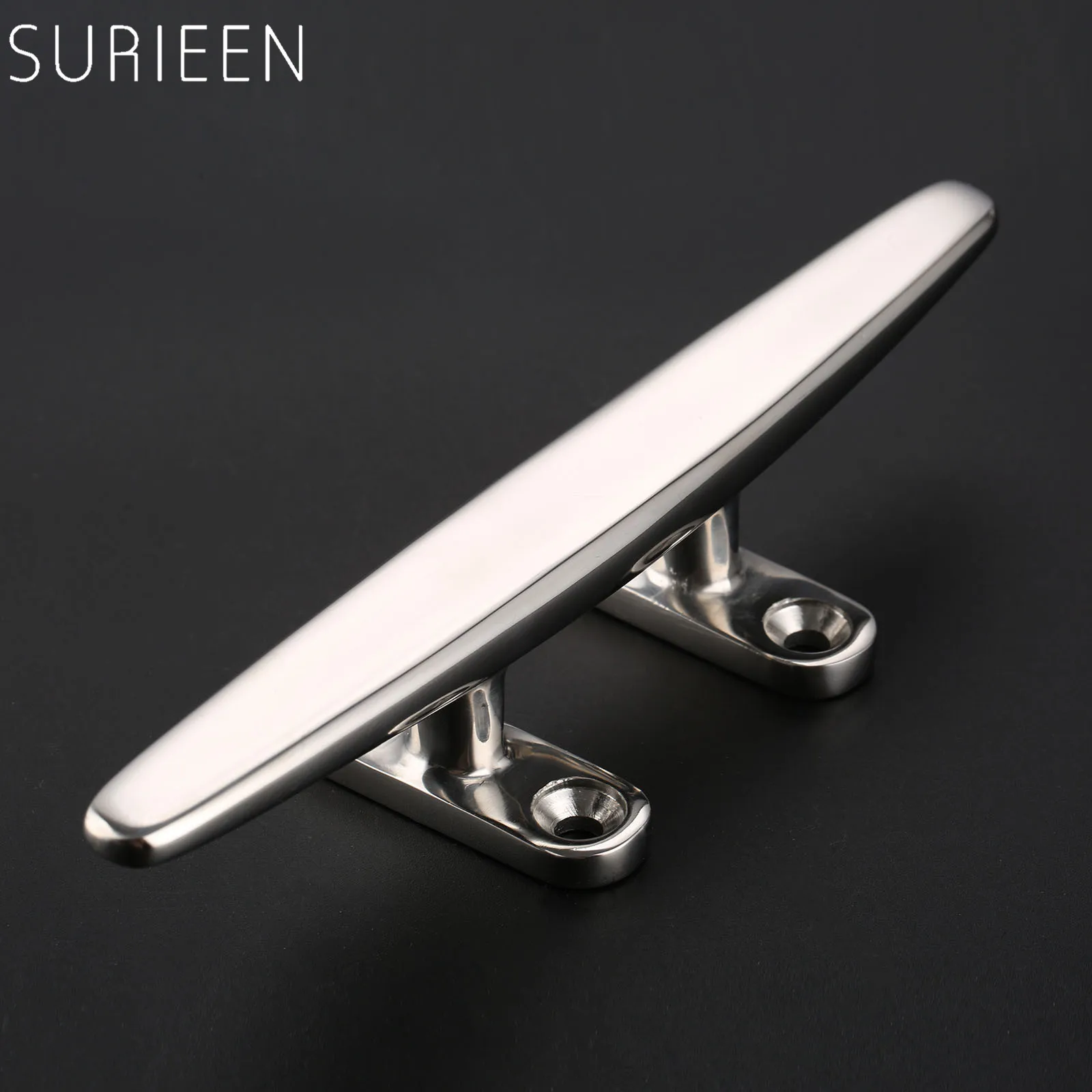 

Marine 316 Stainless Steel 4-holes Low Flat Cleat Hardware Boat Top Base Low Silhouette Cable Plug Deck Rope Tie Bolts 200mm 8""