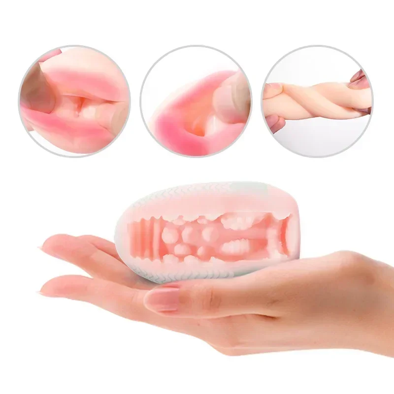 Male masturbator for Egg Portable Stimulator Penis Massager Soft Rubber Adult Sex Toys Men Realistic Vagina Pocket Pussy Mini Cups Masturbator