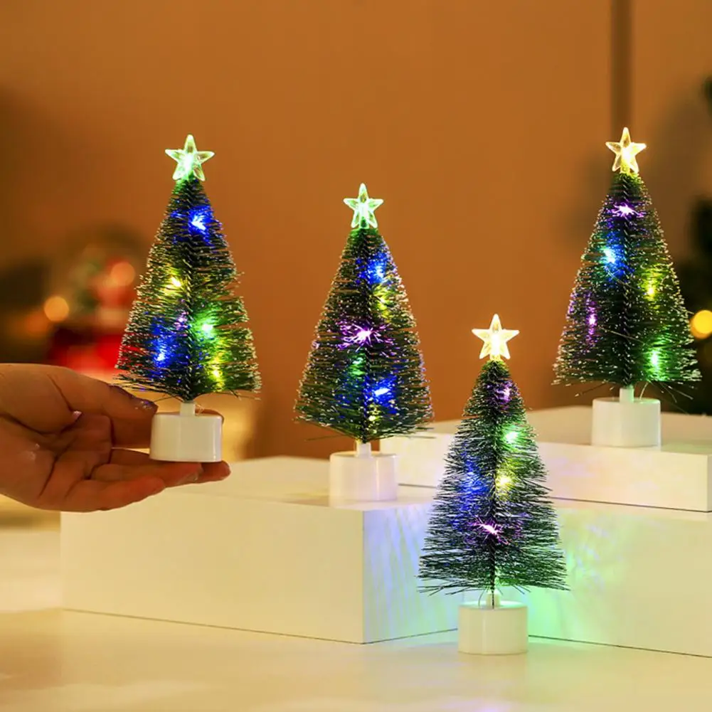 

Festive Christmas Tree Mini Led Glowing Christmas Tree Colorful String Light Simulation Pine Needle Desktop Tree Ornament Winter