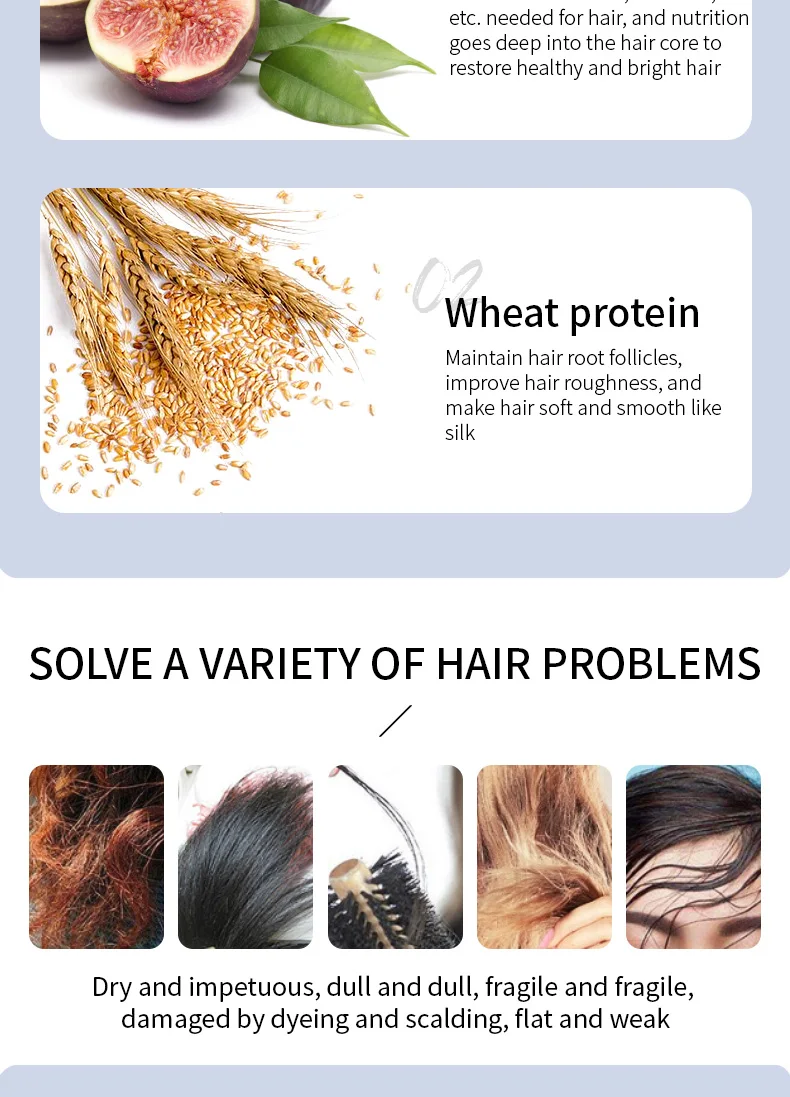 Hair Mask Natural Ingredients Fig Hair Film Repair Dry And Damaged Frizzy Soft Smooth Shiny Deep Moisturize Hair Nourish Mask