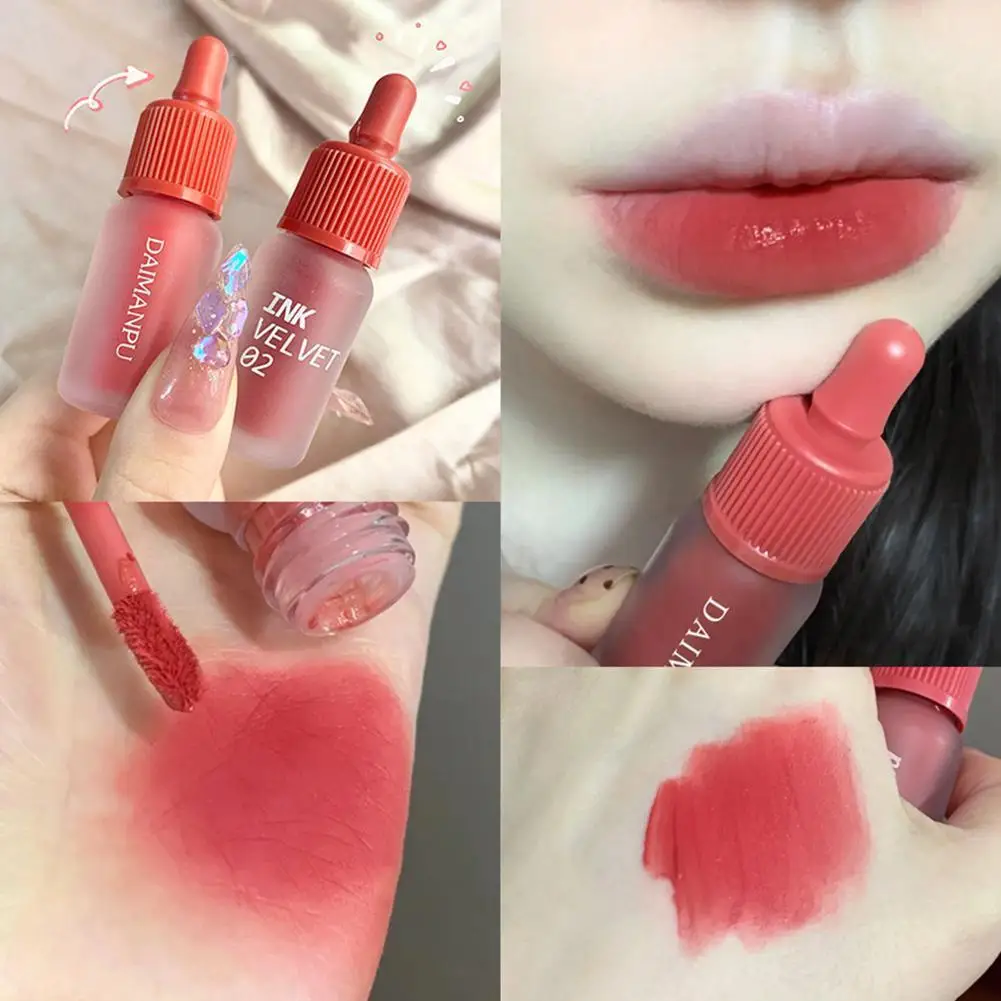 

6 Colors Ink Velvet Matte Dyeing Lip Gloss Waterproof Non-Stick Cup Korean Beauty Cosmetics Long Moisturizing Lipstick Last K5V6