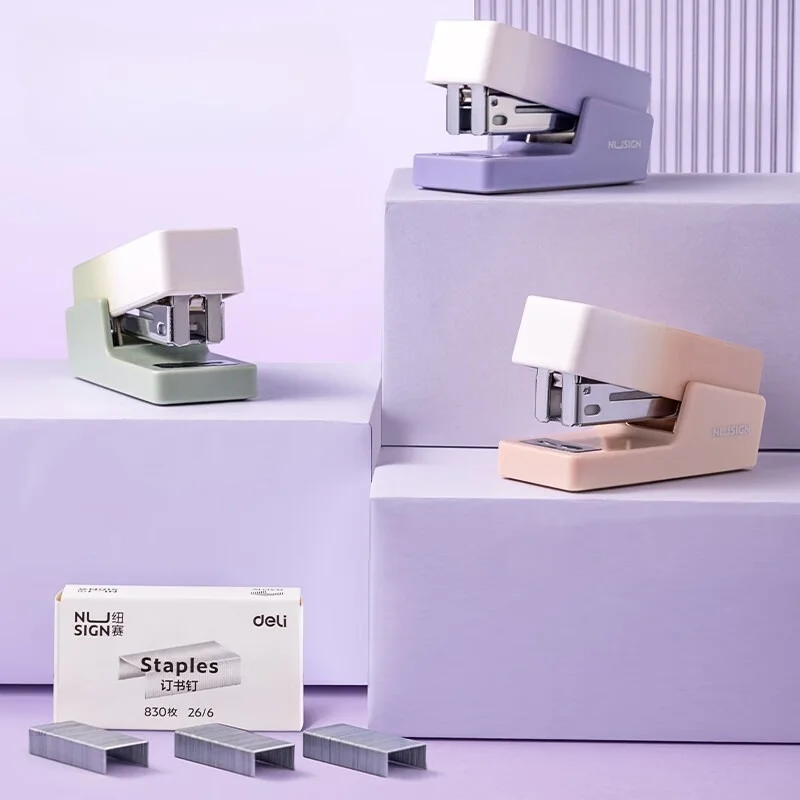 Deli Office Mini Stapler With Staples Paper Binding Tools Mini Stapler Staples Paper Binder Stationery Office Binding Tools push stapler mini stapler set hand stapler