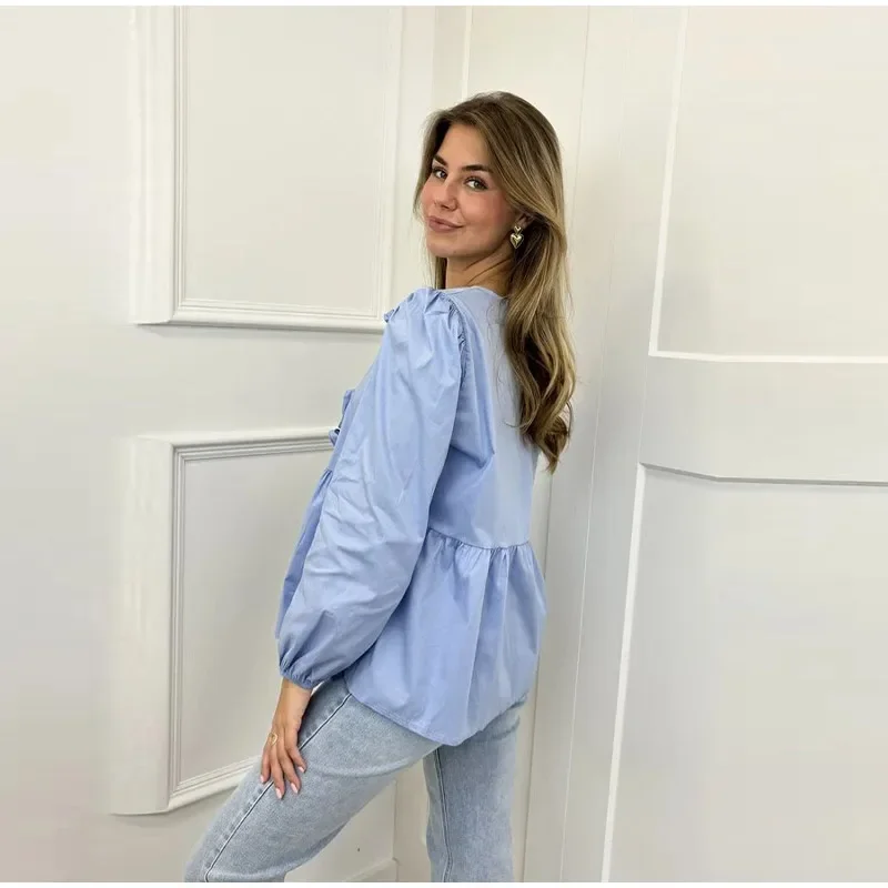 S8513da3fa3db44a78fc4690e60b8d2a5D Fashion Leopard Print Bow Women Shirts Casual Long Sleeve O-neck Lace Up Blouses Spring Summer Retro Hollow Out Female Top Mallzona