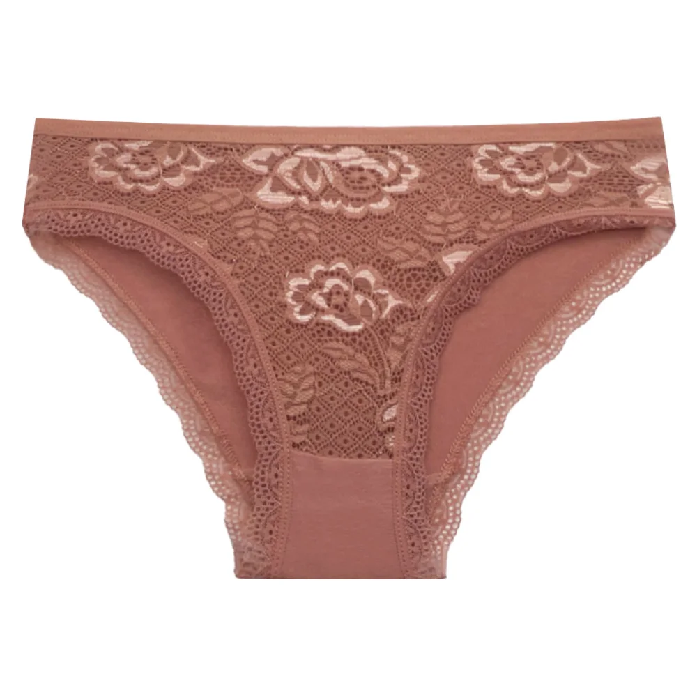 5 PCS/Set New Arrival Sexy Low-rise Underwear Soft Underpants Solid Color Lace Transparent Women Cotton Briefs Ladies Panties 3