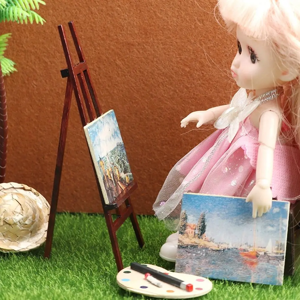 

1/12 Dollhouse Miniature Mini Wooden Double Layered Stool Model Ladder Model Simulation Chairs Easel Drawing Board Furniture