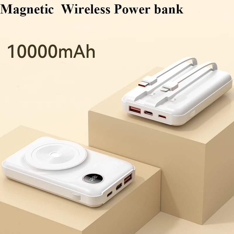 

22.5W Build in Cable Magnetic Wireless Charge Power Bank Battery Pack for Iphone 15 14 13 12 11 Pro max mini Samsung Huawei