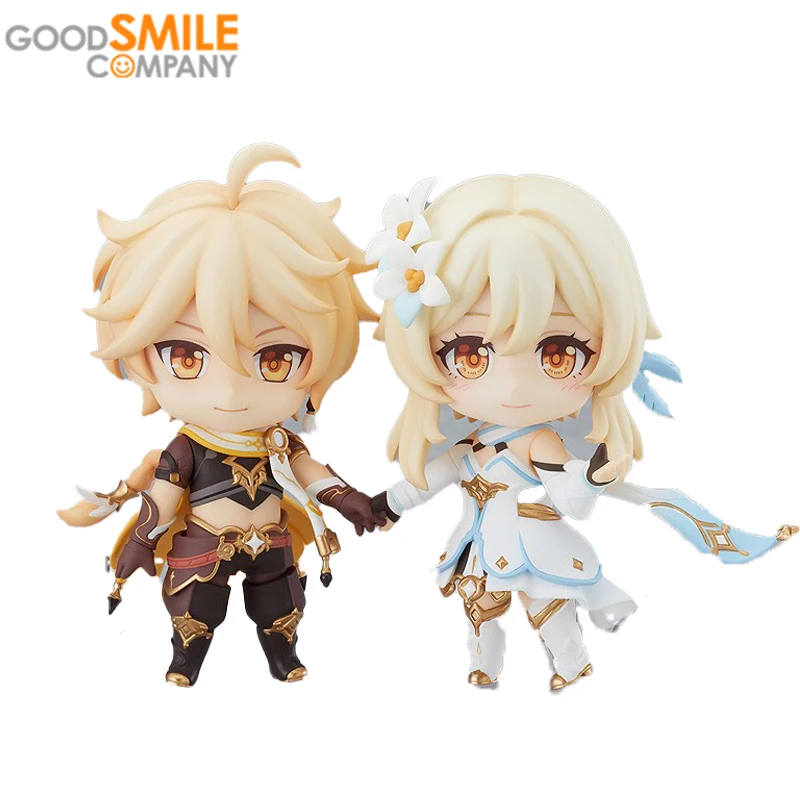 

GoodSmile Original Genuine NENDOROID GSC Genshin Impact 1717 Traveler Aether 1718 Lumine PVC Model Toy Desktop Decoration Gif