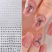 Black White Pink Mini Bowknot Design Nail Art Sticker Self Adhesive Lace Ribbons Bow Butterfly Decals Nail Art Decoration 1