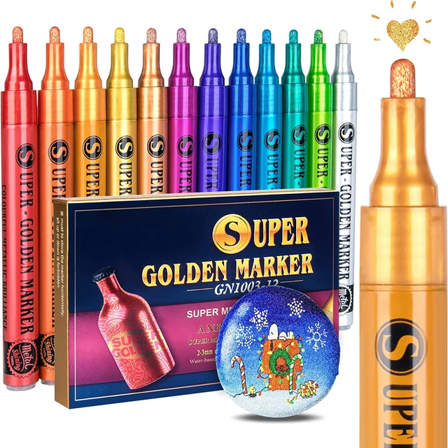 12 Color Metallic Glitter Markers, Glitter Pens, Art Glitter Pens Metallic  Paint Pens for Card Making, Rocks, Wood, Ceramics, Gl - AliExpress