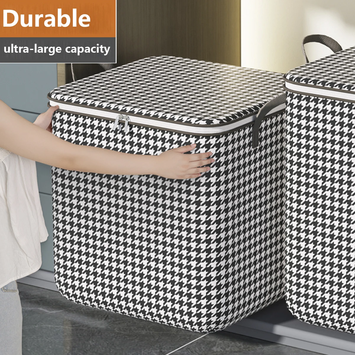 Large Capacity Clothes Storage Bag Foldable Blanket Storage Box with Zipper and Handle Portable Dustproof Bedding Organizer 3
