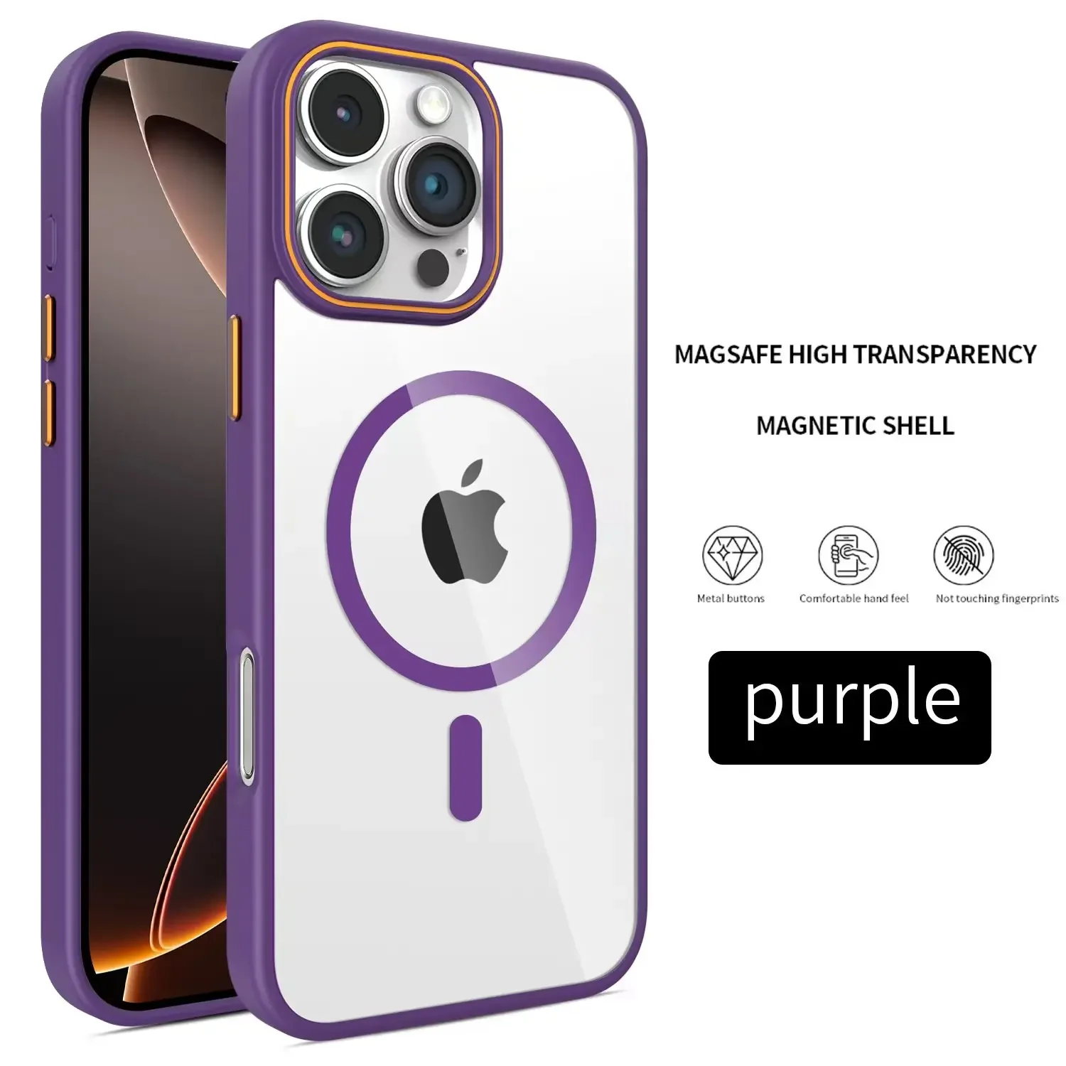 Funda de Lujo Transparente de Acrílico Antigolpes para iPhone 17 16 15 14 13 12 11 Pro Max, Compatible con Carga Magnética Inalámbrica MagSafe