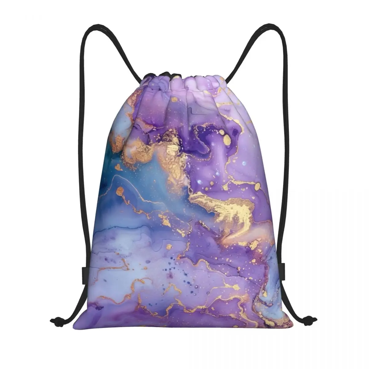 

Custom Luxury Blue Abstract Texture Marble Pattern Drawstring Bags for Shopping Yoga Backpacks Women Men Sports Gym Sackpack