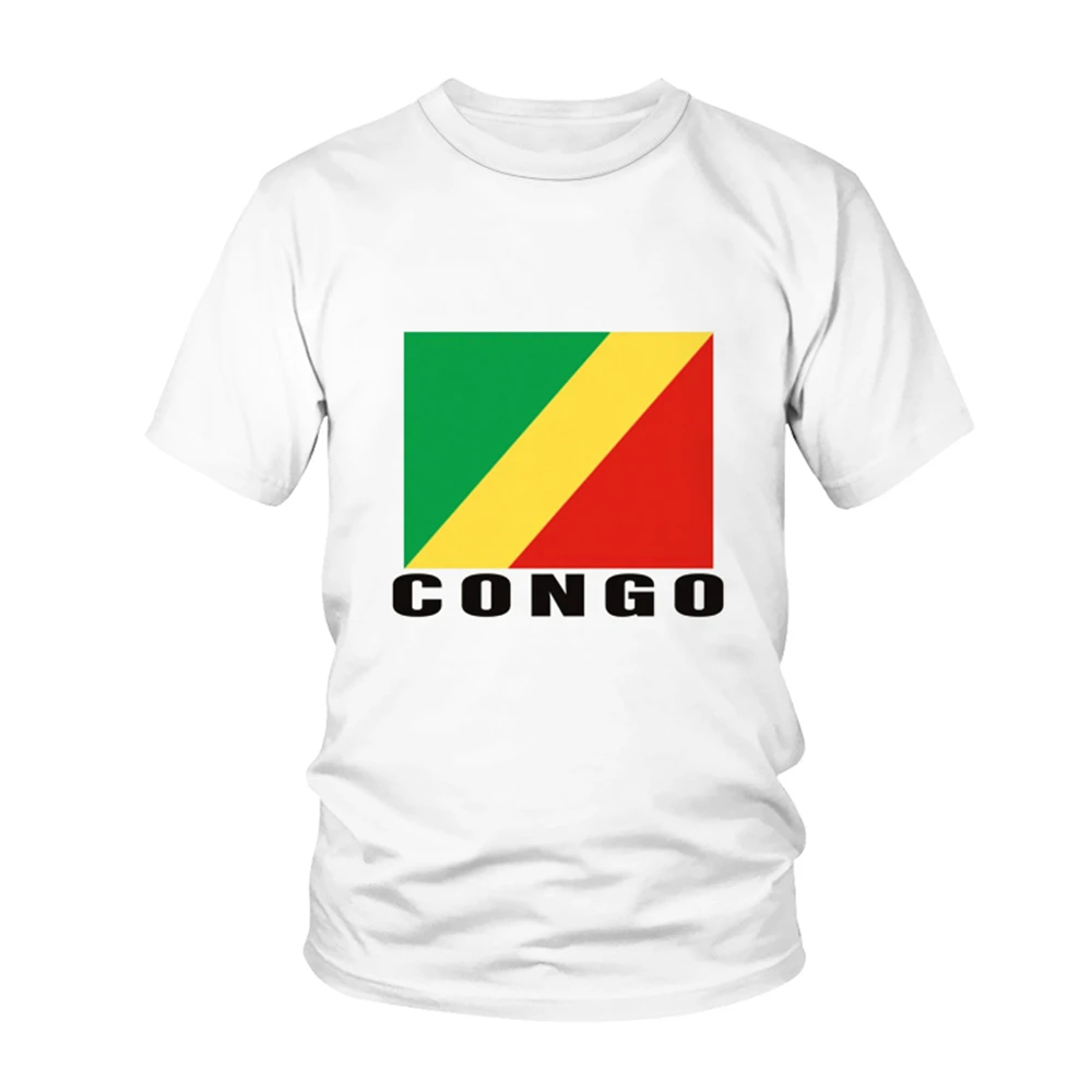 

Футболка мужская с принтом национального флага Республики Конго, Лидер продаж, новая летняя женская футболка с коротким рукавом, Детская футболка 3D