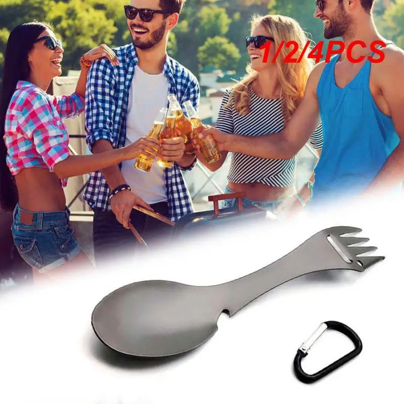 

Portable Multitool Flatware Can Opener Camp Spork Cutlery Utensil Bottle Picnic Titanium Alloy Tableware Fork Spoon