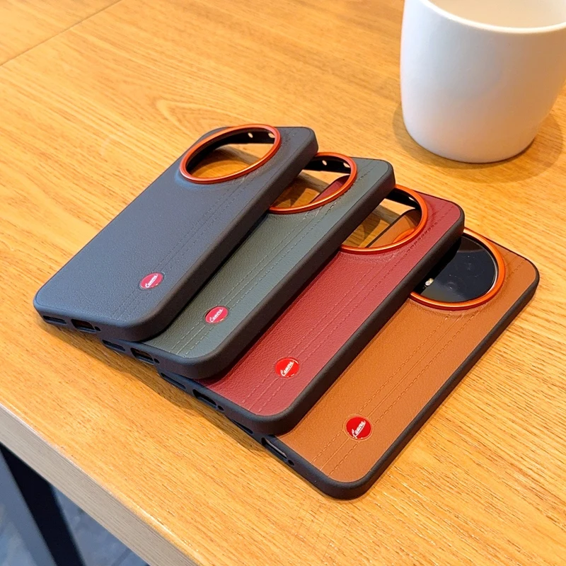 Elegant Leather-Wrapped Phone Case with Minimalist Solid Color Design