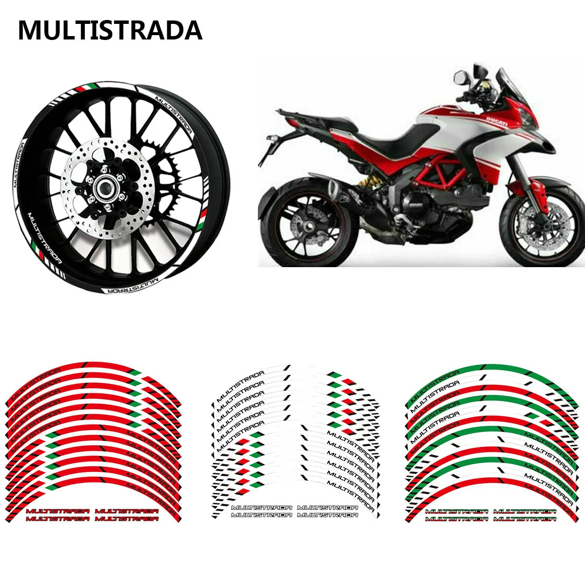 

MOTORCYCL STICKER Stripe Wheel Decals Rim Stickers For DUCATI MULTISTRADA 1260 1200 1200 s