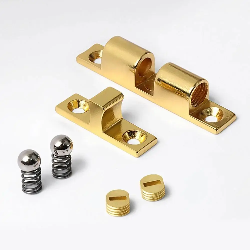 Door Latch 40/50/60/70mm Brass Copper Double Spring Steel Ball Catch Furniture Cabinet Door Damper Buffer Adjustable Tension