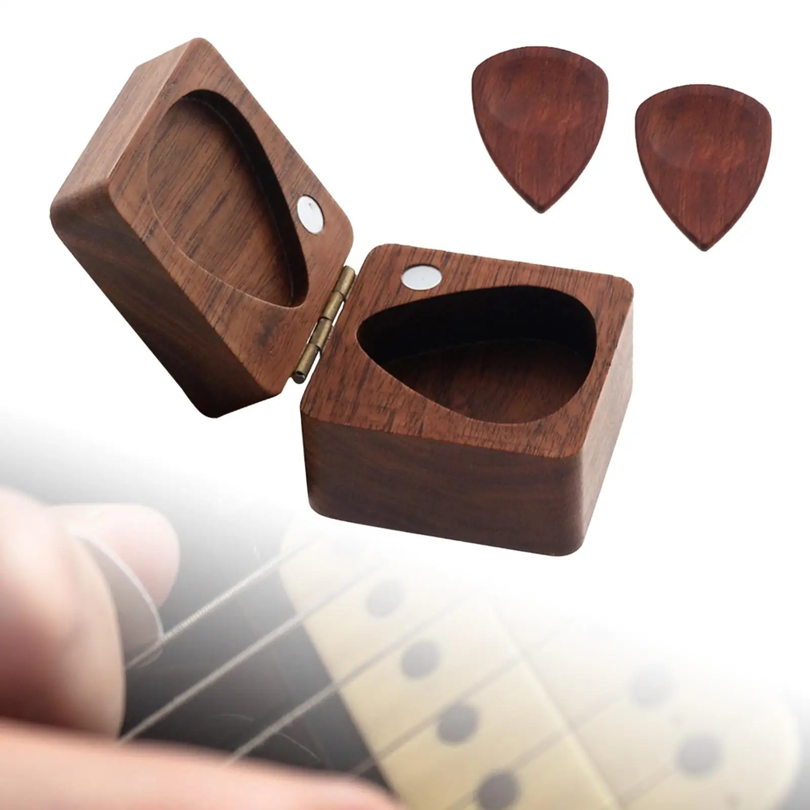 Solid Wood Guitar Picks Case Mini Jewelry Box Sturdy Guitar Accessories