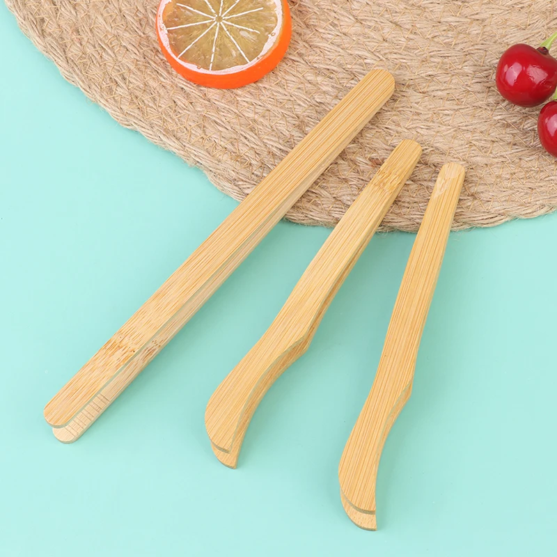 4pcs/set Food Pliers Kitchen Tongs Tea Bread Barbecue Supplies Bamboo Steak Clip