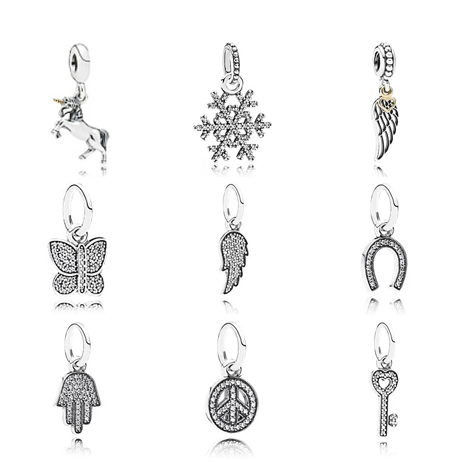 

NEW 100% 925 Silver snowflake pendant Fluttering Butterflie charm Bead Collocation Bracelet DIY bracelet Factory wholesale