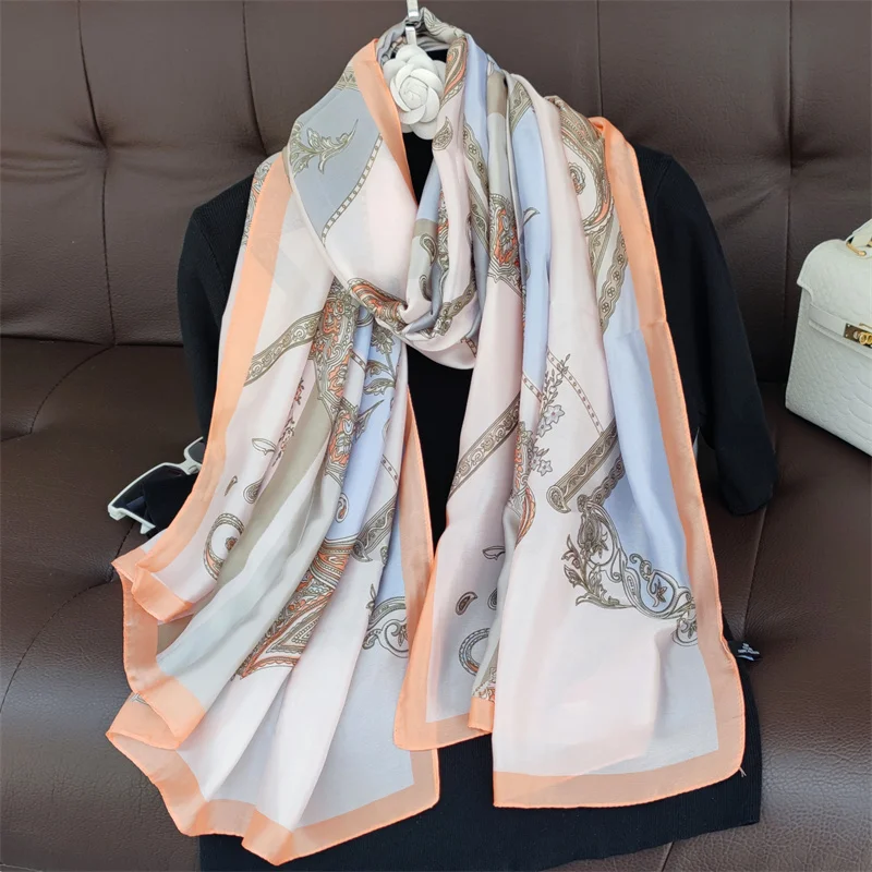 180*90cm muffler Fashion Color Matching Print Silk Lady Popular Headcloth Beach Shawl silk scarf printed scarf women scarves