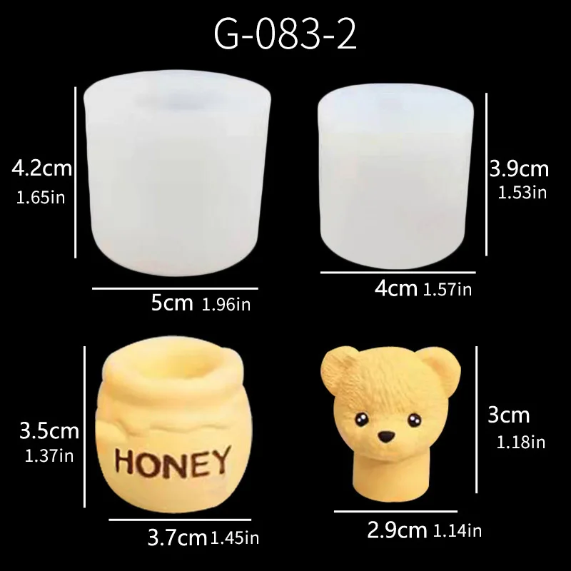 Teddy bear scented candle ice cube mold, handmade DIY little bear honey pot plaster candle silicone mold.