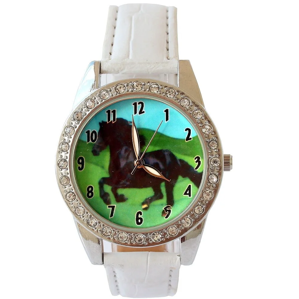 Kids Children Fashion Watches Quartz Leather Strap Wrist Watch Boys Girls Watches Cartoon Watches Horse Dial 6