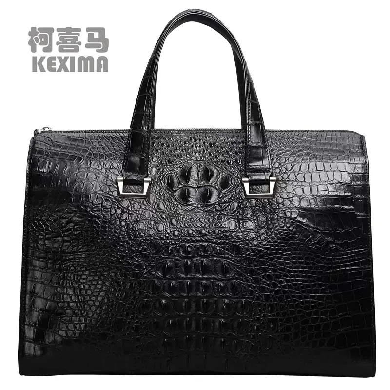 

lukani Travelling bag Crocodile skin men handbag Large capacity male hand bag commerce business male crocodile leather bag