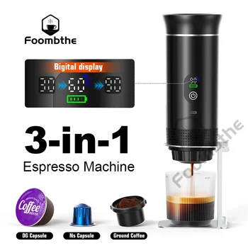 Foombthe Portable Espresso Coffee Machine – Digital Display, 3-in-1 Capsule Coffee Maker for Car, Home & Camping 1
