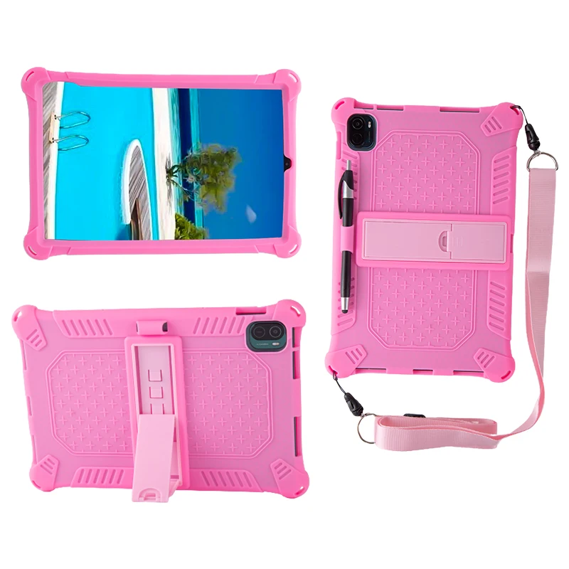 Shockproof Silicone Tablet Stand Cover with Soft Case and Shoulder Straps